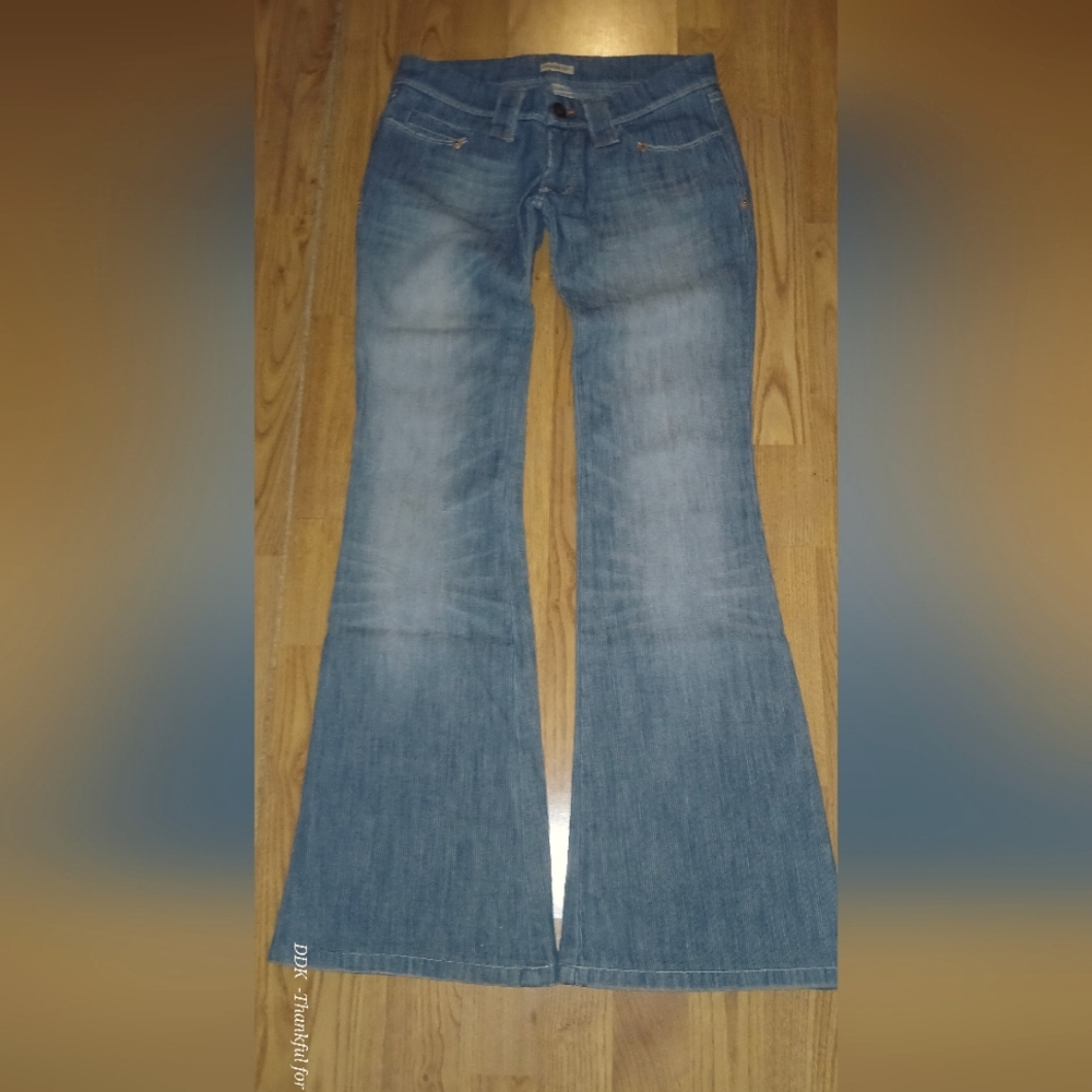 FRANKIE B rare Ribbed Pinstriped Wide Leg Low Rise BigCool Flare Size 2 VINTAGE